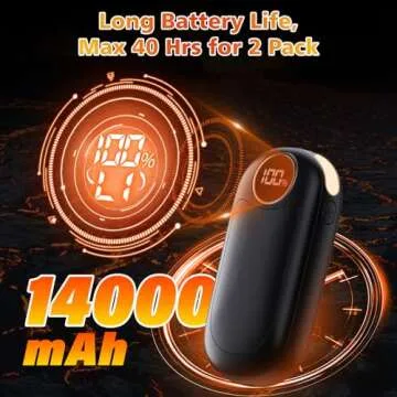 Hand Warmers Rechargeable 2 Pack, Dual Sided Electric Hand Warmer 14000mAh with Power Bank, 20Hrs Wa...