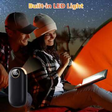 Hand Warmers Rechargeable 2 Pack, Dual Sided Electric Hand Warmer 14000mAh with Power Bank, 20Hrs Warmth, 8 Heating Mode, Portable Charging Pocket Heater for Men, Women, Raynauds, Camp, Hunting, Golf