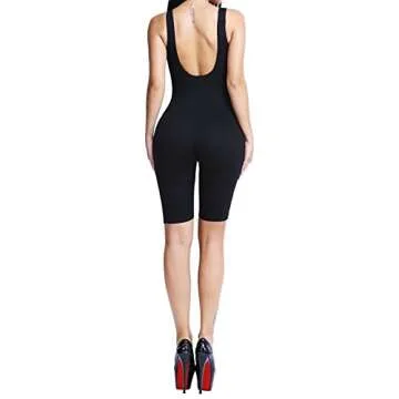 Alaroo Women Chic Black Low Cut Sport Cotton Jumpsuit Dance Unitards,Light-black,Small