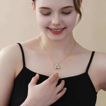 Apsvo Bubble Letter Necklace Gold - Elegant Initial Jewelry for Women