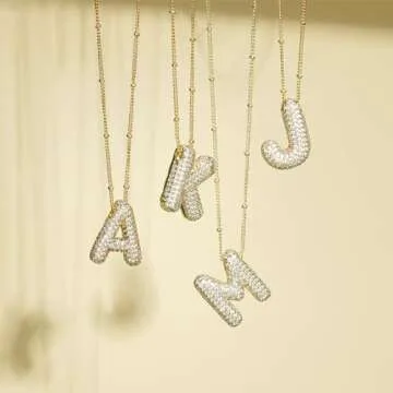 Apsvo Bubble Letter Necklace - Personalized Gold Jewelry