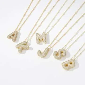 Apsvo Bubble Letter Necklace - Personalized Gold Jewelry