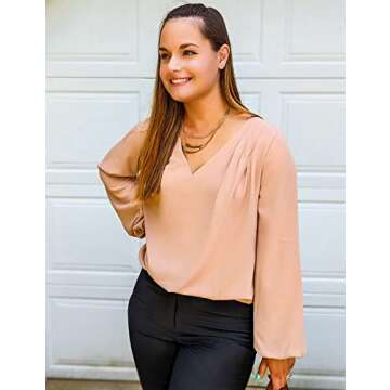 GRAPENT Womens Dressy Tops Beach Shirts for Women Dress Blouses for Women Long Sleeve Blouses for Women Work Color Tan Size Medium Size 8 Size 10