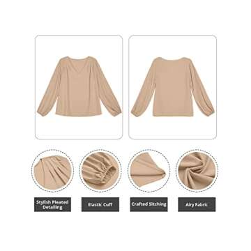 GRAPENT Womens Dressy Tops Beach Shirts for Women Dress Blouses for Women Long Sleeve Blouses for Women Work Color Tan Size Medium Size 8 Size 10