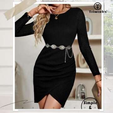 TRIWORKS Western Metal Concho Belt for Women Western Cowgirl Chain Belts for Dresses Jeans Country C...