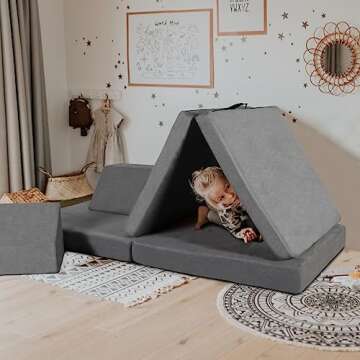 Polar Aurora Kids Couch Sofa 6-Piece Fold Out Couch Play Set for Imaginative Kids,Modular Foam Play ...