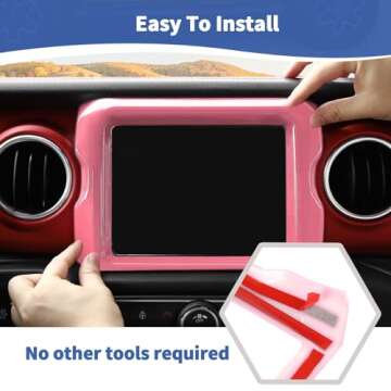 RT-TCZ for Jeep JL Center Console Radio Display Panel Trim Cover for Jeep Wrangler JL JLU Gladiator JT 2018-2023 Pink Interior Accessories 8.4 inch