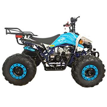 X-PRO Thunder 125 125cc ATV Quad Youth 4 wheeler ATVs Quads Big 19"/18" Tires，Blue