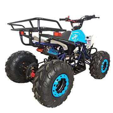 X-PRO Thunder 125 125cc ATV Quad Youth 4 wheeler ATVs Quads Big 19"/18" Tires，Blue