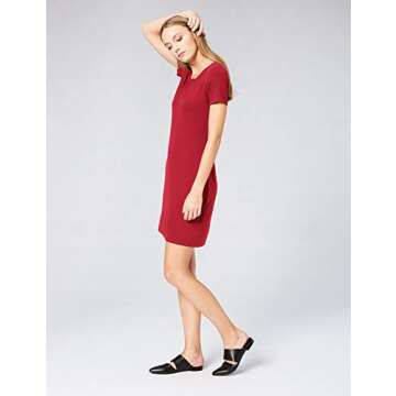 Daily Ritual Women's Short-Sleeve T-Shirt Dress, Deep Red
