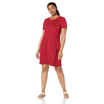 Daily Ritual Women's Short-Sleeve T-Shirt Dress, Deep Red