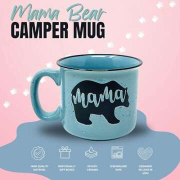 Mama Bear Ceramic Coffee Mug – Heartwarming Gift for Moms, Wives, and Women