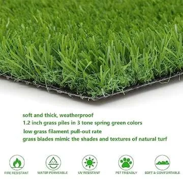 SHACOS Artificial Grass Rug 32"x48" Outdoor Indoor Fake Grass Mat 1.2 inch Pile Synthetic Turf Grass Dog Grass with Drainage Holes Grass for Patio Balcony Yard Lawn Garden Deck Decor
