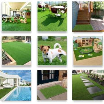 SHACOS Artificial Grass Rug 32"x48" Outdoor Indoor Fake Grass Mat 1.2 inch Pile Synthetic Turf Grass Dog Grass with Drainage Holes Grass for Patio Balcony Yard Lawn Garden Deck Decor