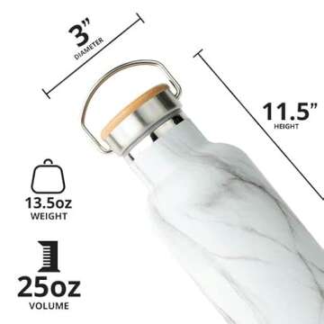 Elemental Classic Stainless Steel Water Bottle - 25oz Leak Proof Double Wall Insulated Water Bottle ...