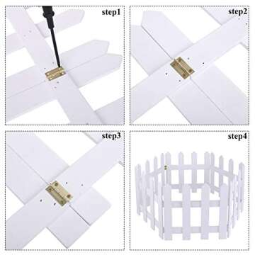 Aneco 6 Pack Christmas Wooden Picket Fence Wood Christmas Tree Fence Decoration for Xmas Wedding Party Decor