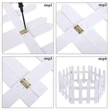 Aneco 6 Pack Christmas Wooden Picket Fence Wood Christmas Tree Fence Decoration for Xmas Wedding Party Decor