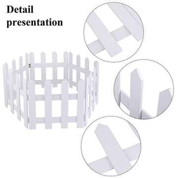 Aneco 6 Pack Christmas Wooden Picket Fence Wood Christmas Tree Fence Decoration for Xmas Wedding Party Decor