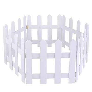 Aneco 6 Pack Christmas Wooden Picket Fence Wood Christmas Tree Fence Decoration for Xmas Wedding Party Decor