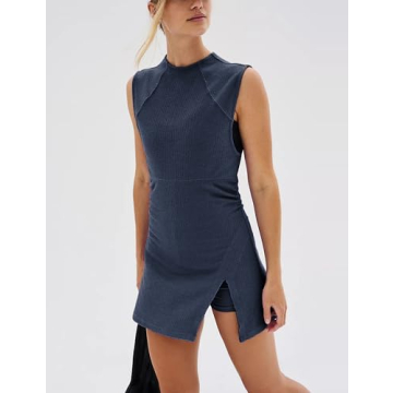 Bankeng Womens Tennis Dress Built in Shorts Open Back