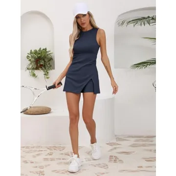 Bankeng Womens Tennis Dress Built in Shorts Open Back