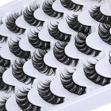 Fake Eyelashes Wispy Faux Mink Lashes D Curly Fluffy False Lashes Russian Strip Lashes Pack by Kiromiro
