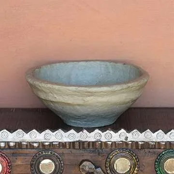 MY SWANKY HOME Rustic Paper Mache Decorative Bowl 9"