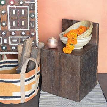 MY SWANKY HOME Rustic Paper Mache Decorative Bowl 9"