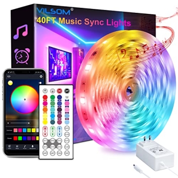 ViLSOM 40FT Led Strip Lights, Smart APP and Remote Control Music Sync Led Lights for Bedroom, Room, ...