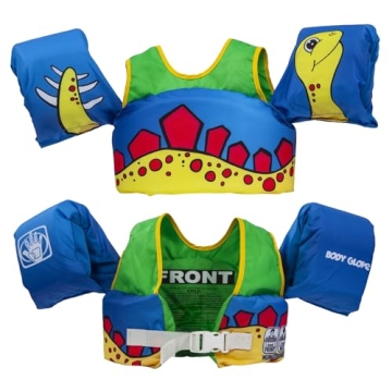 Body Glove Paddle Pals Learn to Swim Life Vest for Kids, 33-55 LBS, Dinosaur Style