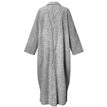 utcoco Womens Striped Long Sleeve Dress Casual Loose Button Down Cotton Maxi Shirt Dress