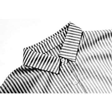 utcoco Womens Striped Long Sleeve Dress Casual Loose Button Down Cotton Maxi Shirt Dress