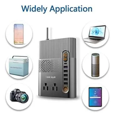 300W Car Power Inverter 12V DC to 110V AC Car Adapter for Plug Outlet, Car Mounted Converter Power Inverter with Type-C Port, 4 USB Ports, QC Port, 2 AC Outlets and 2 Cigarette Lighter Ports(Black)