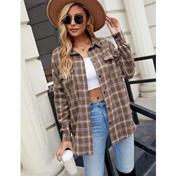 Blooming Jelly Women's Button Down Flannel Shirts Plaid Shacket - Stylish & Versatile
