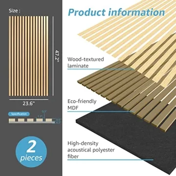 Art3d 2 Wood Slat Acoustic Panels - 3D Fluted Design