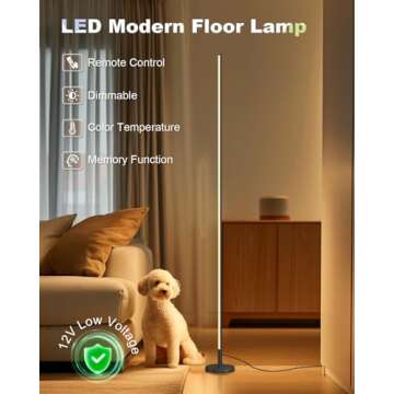 DENGALA Minimalist Corner Floor Lamp - Adjustable Color Temperature & Brightness