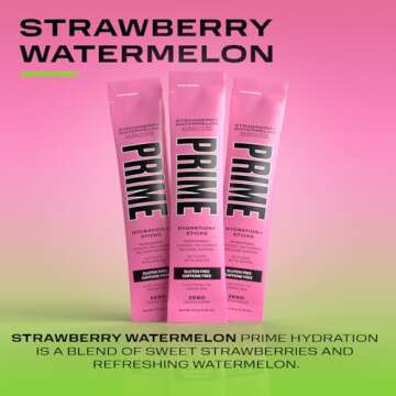 PRIME HYDRATION+ Sticks Strawberry Watermelon | Hydration Powder Single Serve Sticks | Electrolyte Powder On The Go | Low Sugar | Caffeine-Free | Vegan | 48 Sticks