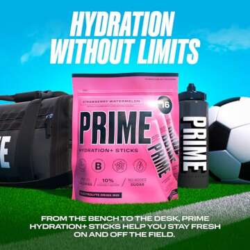 PRIME HYDRATION+ Sticks Strawberry Watermelon | Hydration Powder Single Serve Sticks | Electrolyte Powder On The Go | Low Sugar | Caffeine-Free | Vegan | 48 Sticks