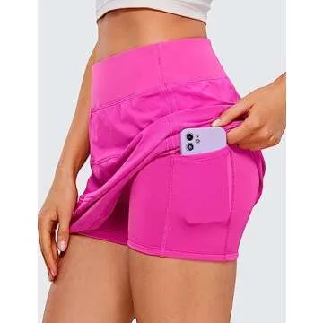 CRZ YOGA Women's High Waisted Tennis Skirt with 3 Pockets