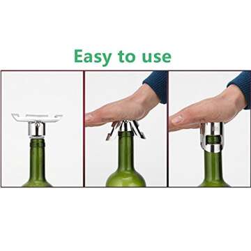 Champagne Sealer Stopper, FUNJIA 2 Pack Stainless Steel Reusable Sparkling Wine Bottle Plug Sealer Set with a Longer Sealing Plug to Keep Fresh, Great Accessories for Champagne