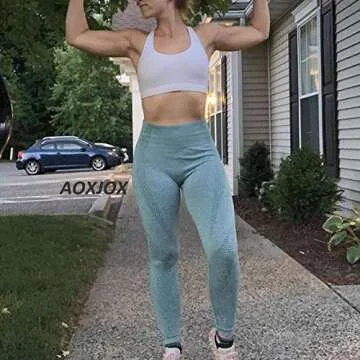 Aoxjox Women's High Waist Workout Gym Vital Seamless Leggings Yoga Pants 24'' (Forest Green Marl, Small)