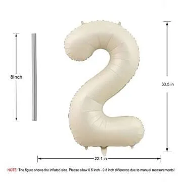 Elegant 40 Inch Cream White Number 2 Balloons for Parties