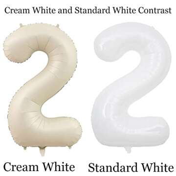 Elegant 40 Inch Cream White Number 2 Balloons for Parties
