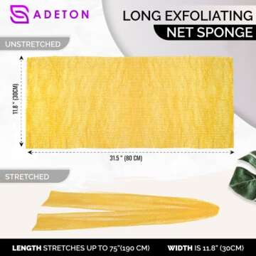 Adeton Sapo African Net Sponge, Authentic, Real, Exfoliating Bath Wash Cloth, Body Exfoliator, Long ...