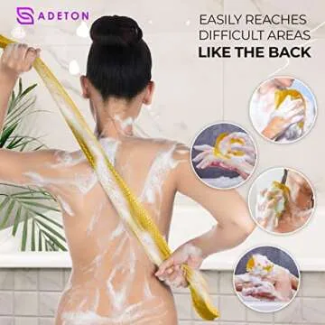 Adeton Sapo African Net Sponge, Authentic, Real, Exfoliating Bath Wash Cloth, Body Exfoliator, Long Sponge, Real, Shower Bath Accessories, Back Foot Scalp Scrub, Flat Dead Skin Remover (Golden Yellow)