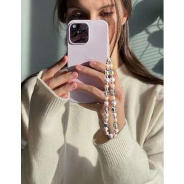 Cosace Phone Charm - Crystal Pearl Bag Keychain Strap