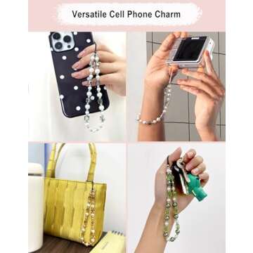 Cosace Phone Charm - Crystal Pearl Bag Keychain Strap