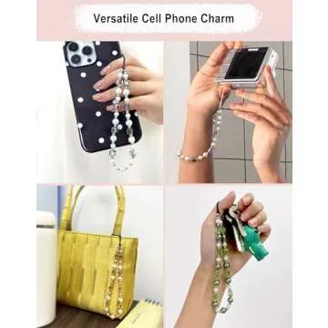 Cosace Phone Charm - Crystal Pearl Bag Keychain Strap