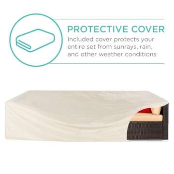 Best Choice Products 7-Piece Modular Outdoor Sectional Wicker Patio Conversation Set w/ 2 Pillows, Coffee Table, Cover Included - Brown/Tan