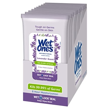 Wet Ones Antibacterial Hand Wipes - Lavender Moisturizing Travel Wipes (10 pack)